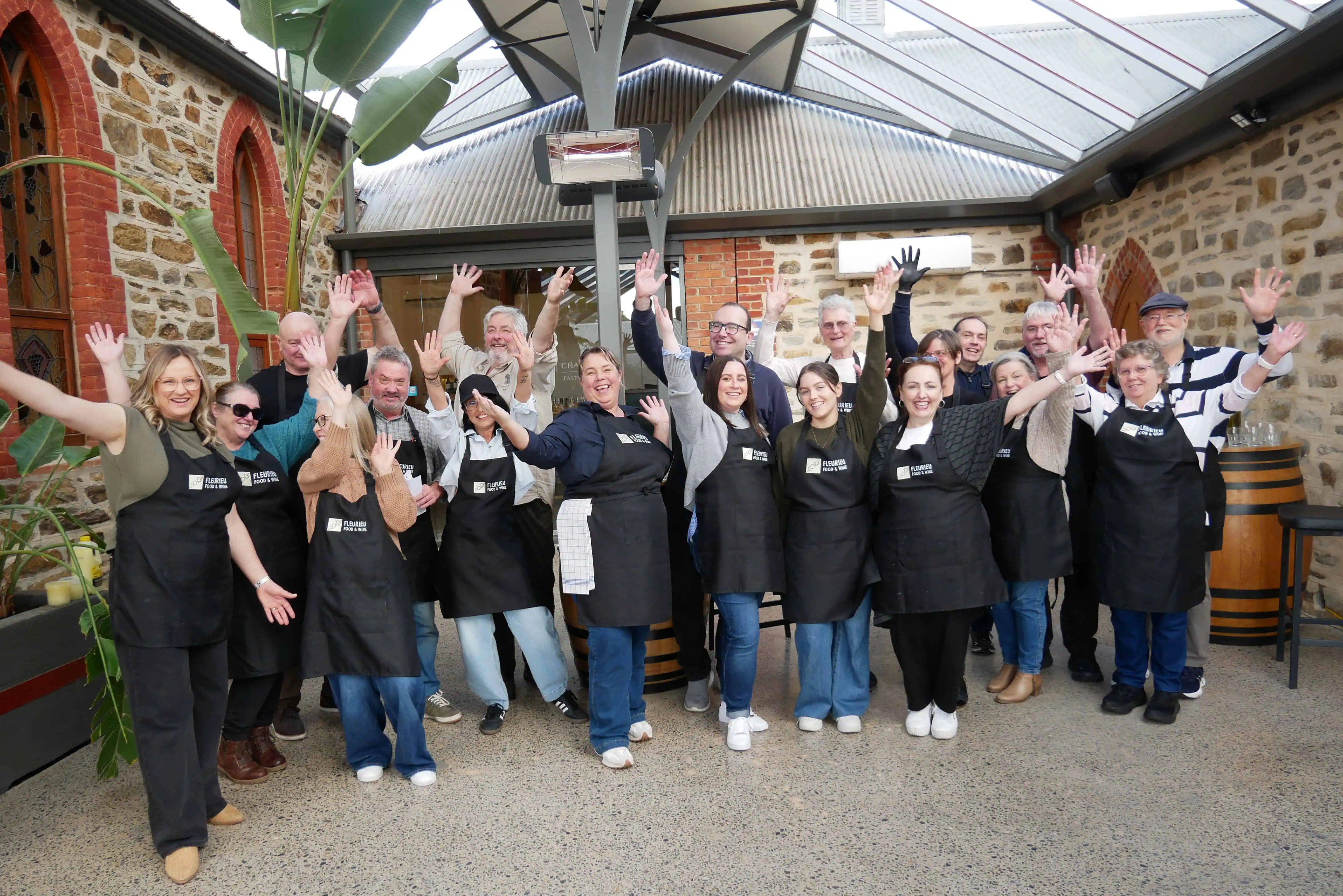 Group of class participants at the Chapel Hill atrium, McLaren Vale