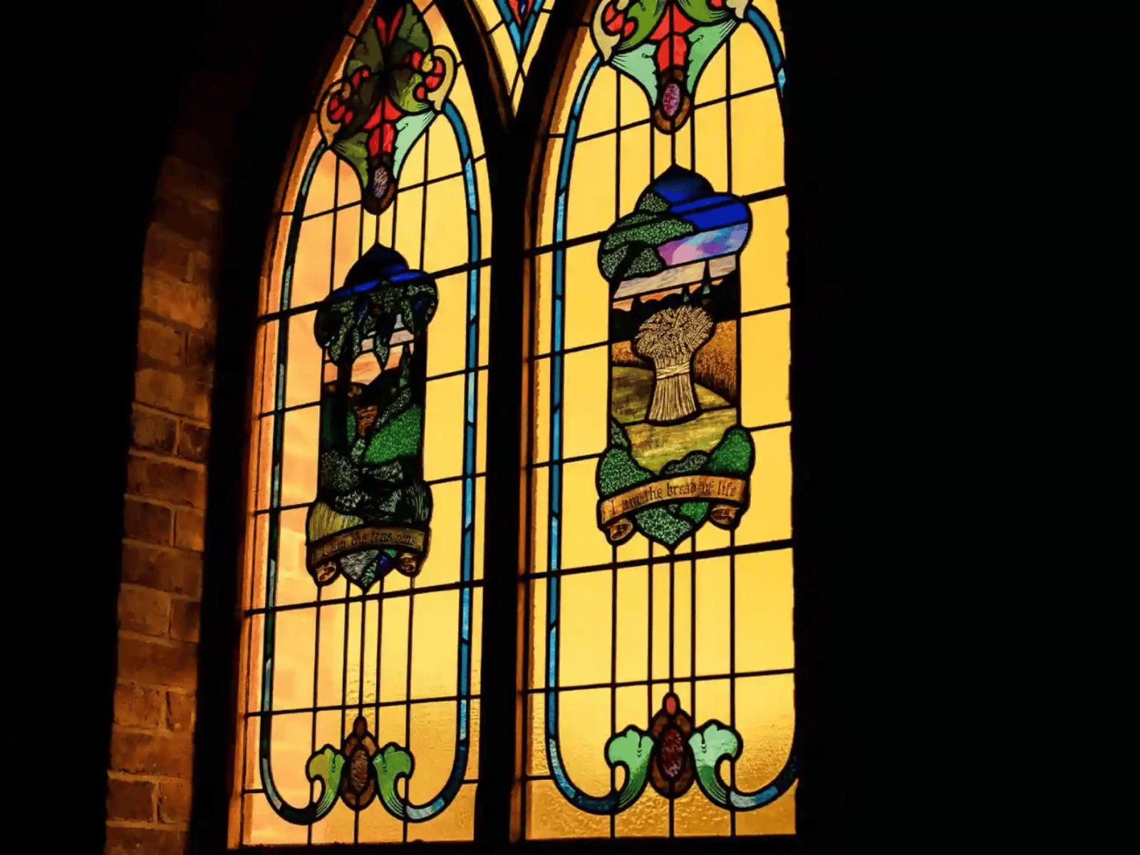 The 1865 chapel tasting room stained glass window at Chapel Hill, McLaren Vale