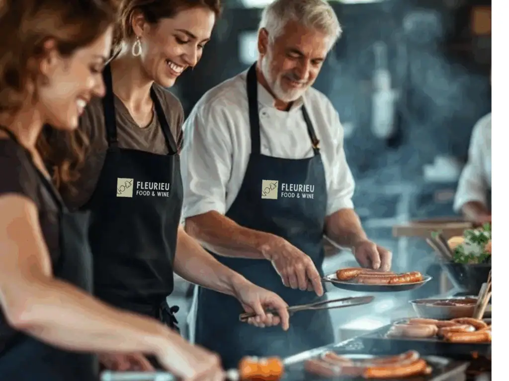 Award-winning cooking school class making sausages at Bungala House