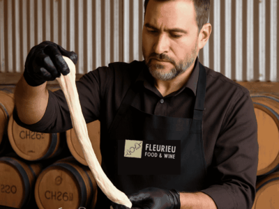 Mozzarella making like a pro during a hand's on cheese making class with Fleurieu Food and Wine cooking school