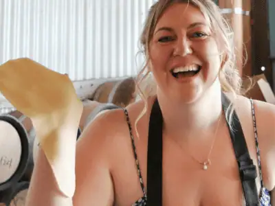 A guest enjoying the Pasta she made in Pasta Like Nonna Makes