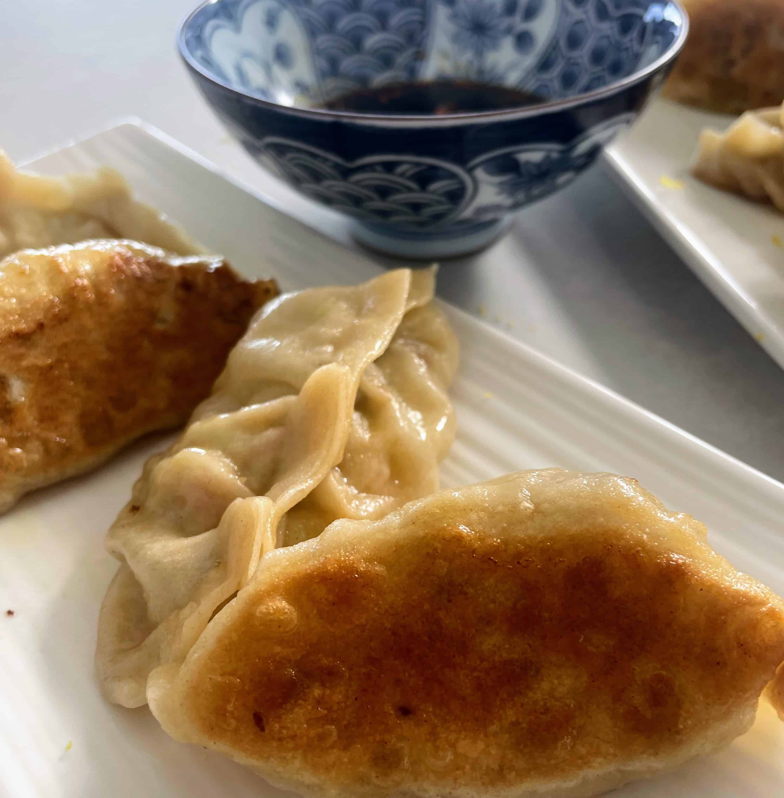 Steamed dumplings on the long table
