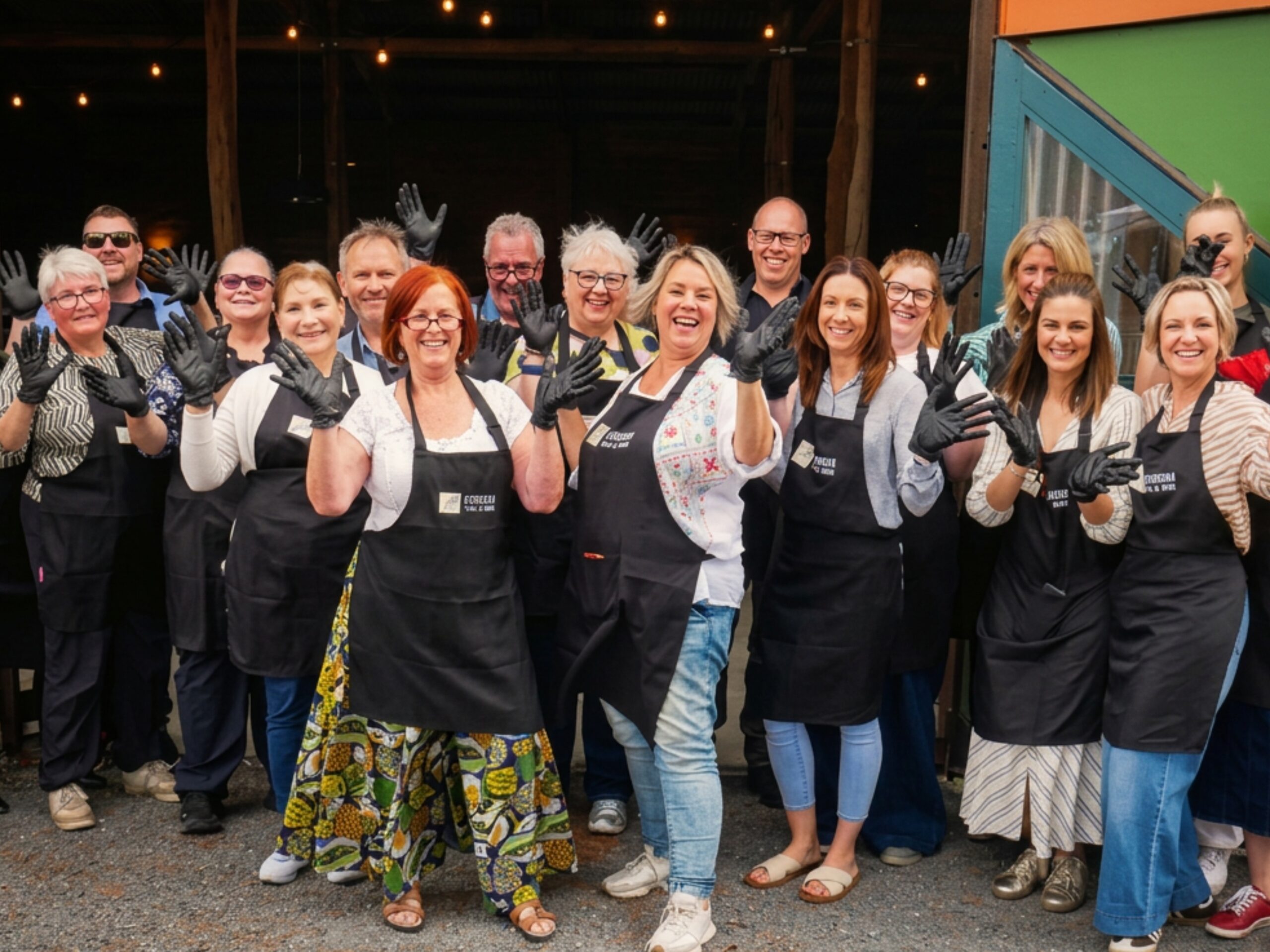 A group of mozzarella making guests at Cut Hill Wall Distillery, Hindmarsh Valley
