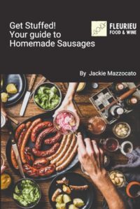 Sausages Get Stuffed cookbook cover by Jackie Mazzocato