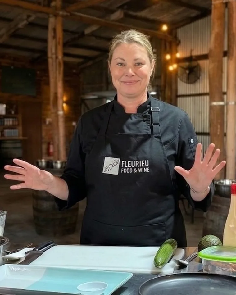 Lauren demonstrating at the bench during a Fleurieu Food and Wine class